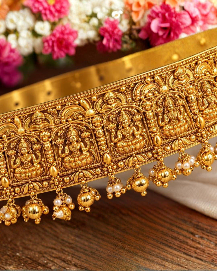 Gold Plated Lakshmi Temple Hip Belt