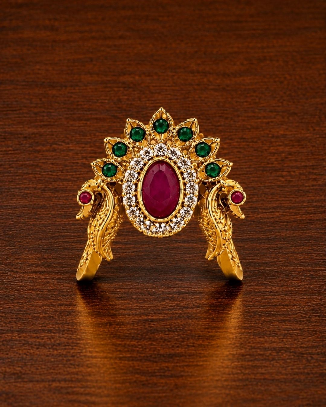 Kundan Gold Plated Peacock Ring
