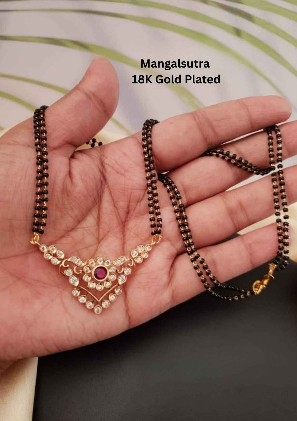Mangalsutra with gold and black beads