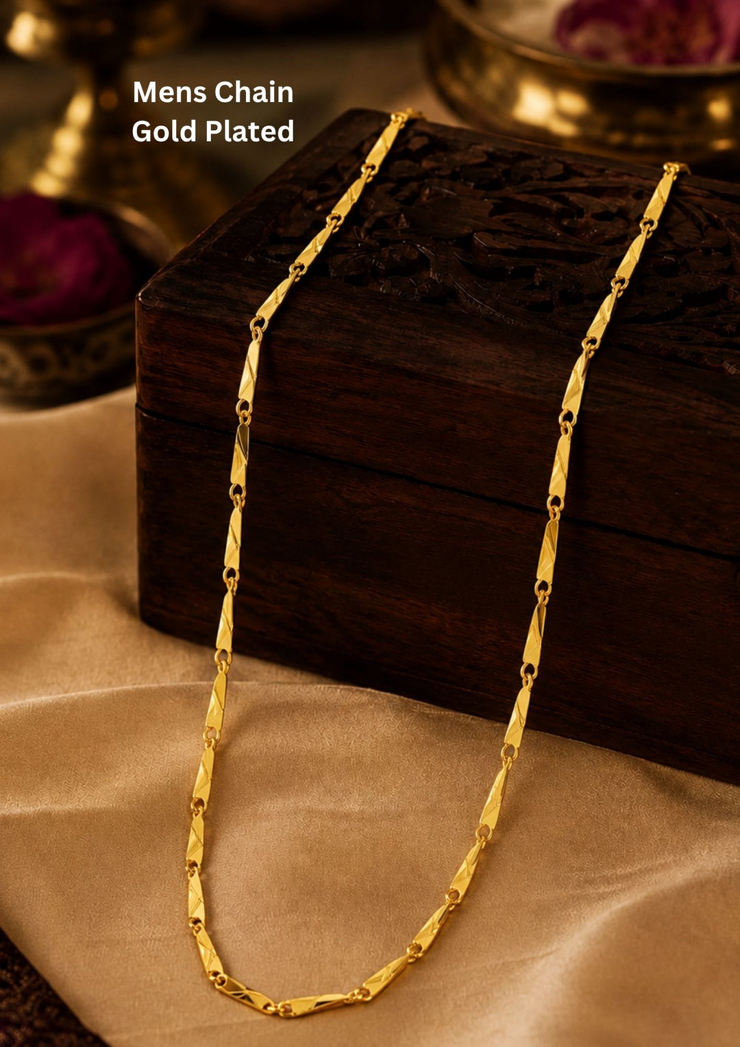 Gold-plated men's chain perfect for daily wear, office wear it comes with anti tarnish and skin friendly
