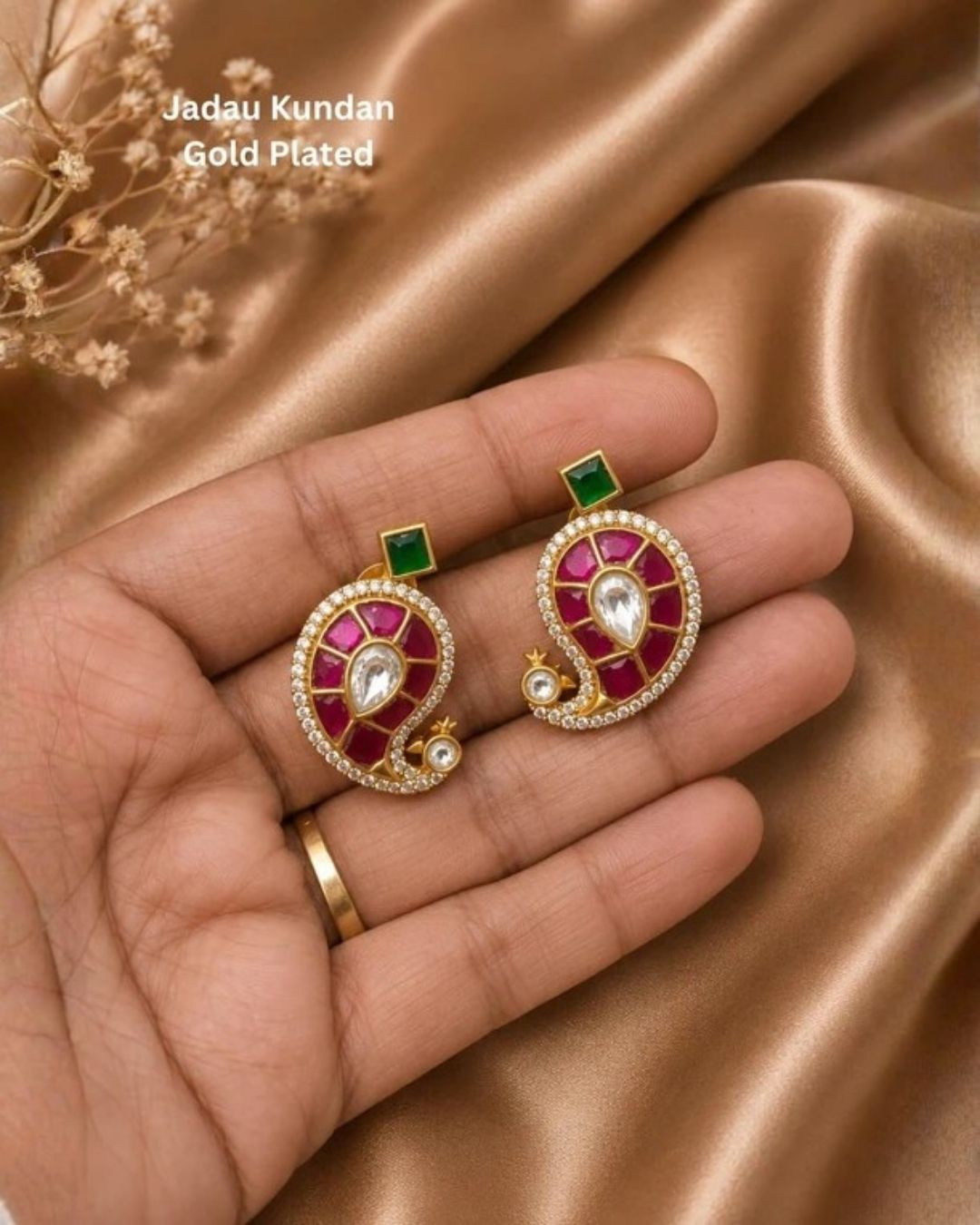 Jadau Kundan Gold Plated Studs r10720