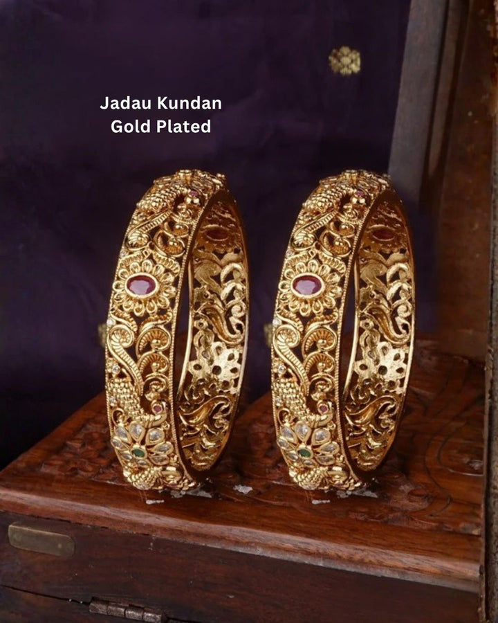 Kundan stone matt finish bangles c107520 (set of 2)