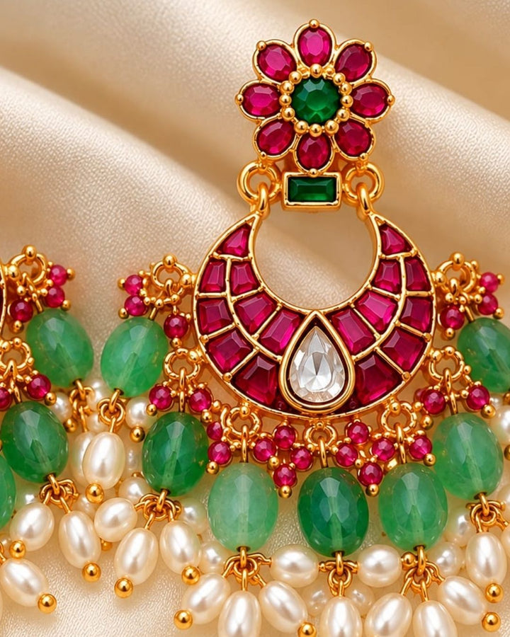 kundan &amp; Beads Gold Plated Earrings s220081