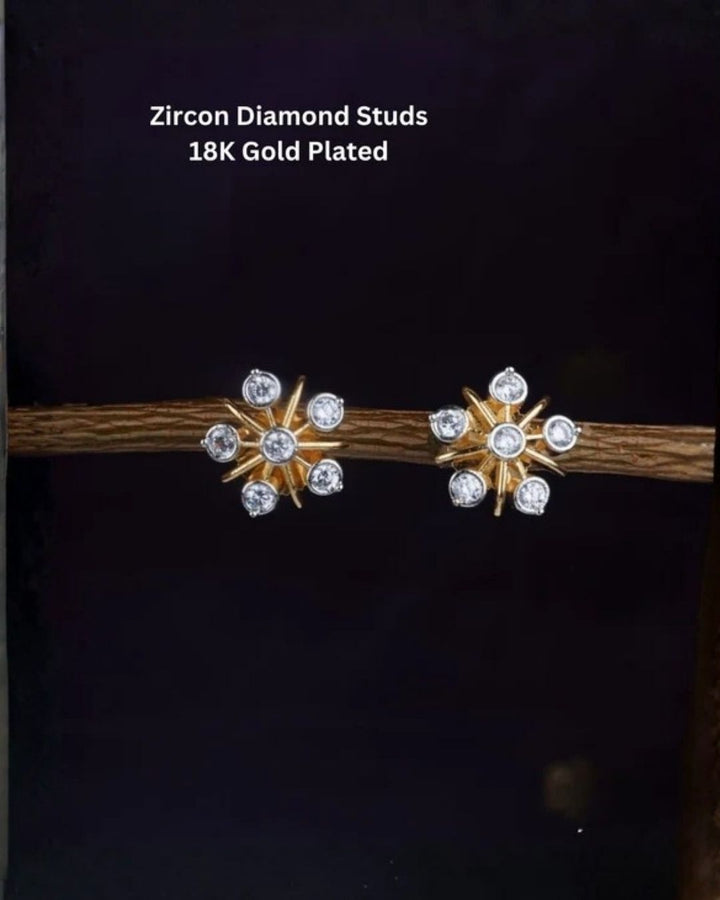 Pure Zirconian Diamond Gold Plated Studs for dailywear For Kids