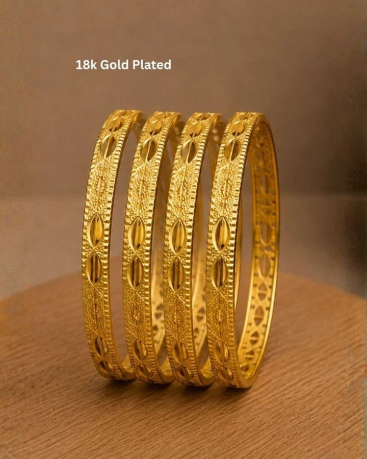 18K Gold Plated Leaf Design Bangles