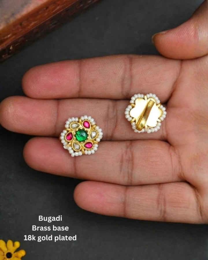 Jadau Kundan Gold Plated Bugadi d87507
