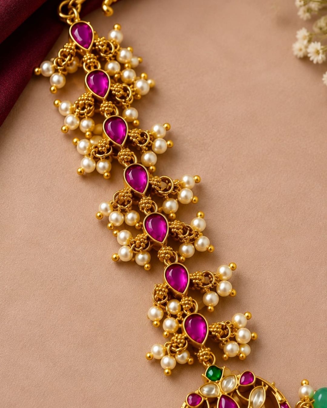 Jadau Kundan Gold Plated Pearl Mangtikka