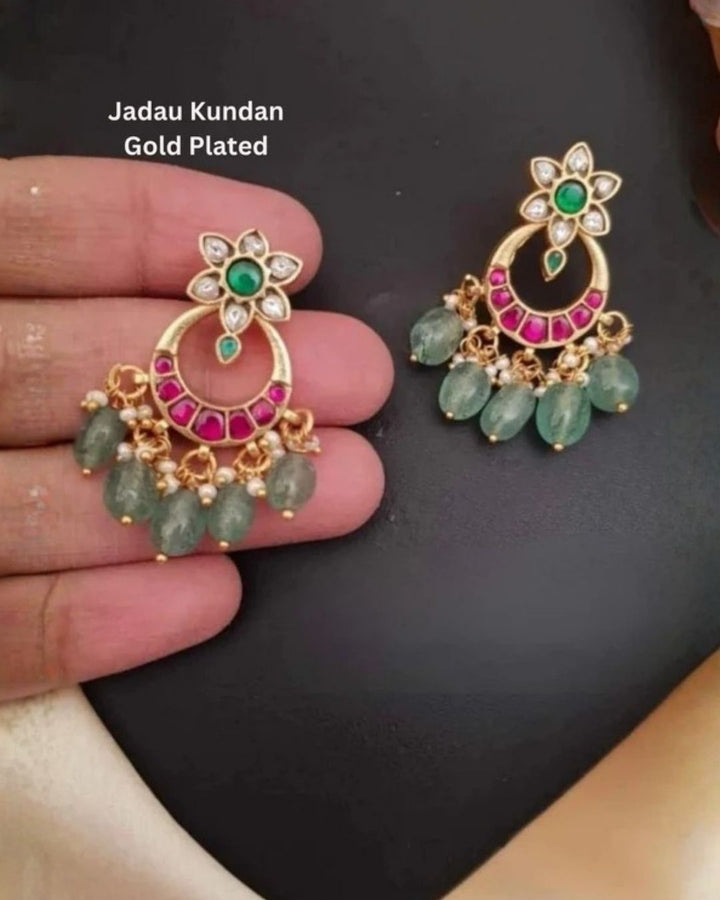 Jadau Kundan Gold Plated Screwback Lightweight Earrings