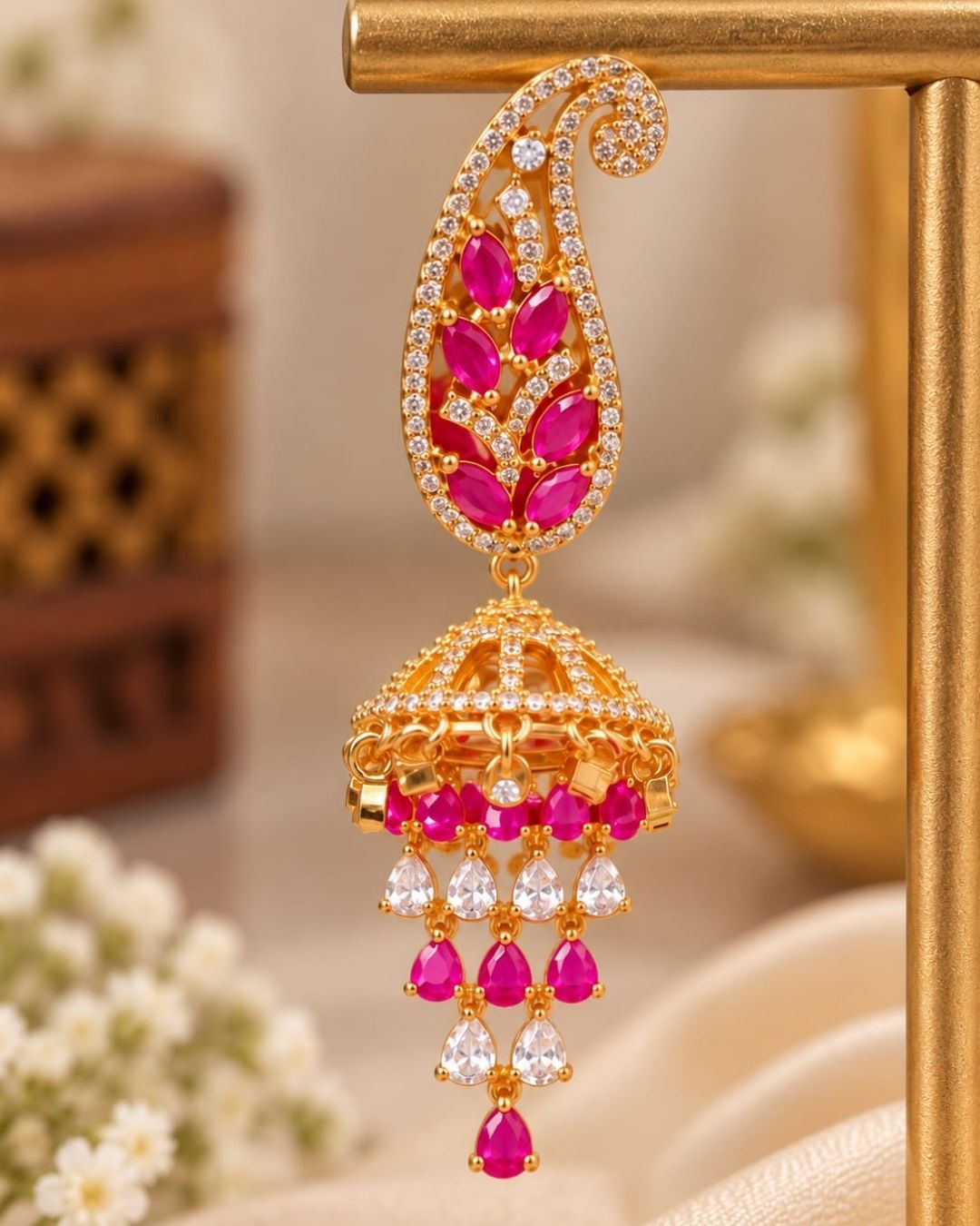 Pure Zirconian Diamond Gold Plated beads earrings g 10699