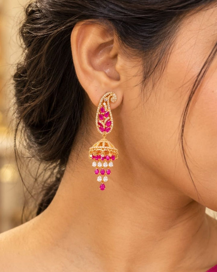 Pure Zirconian Diamond Gold Plated beads earrings g 10699