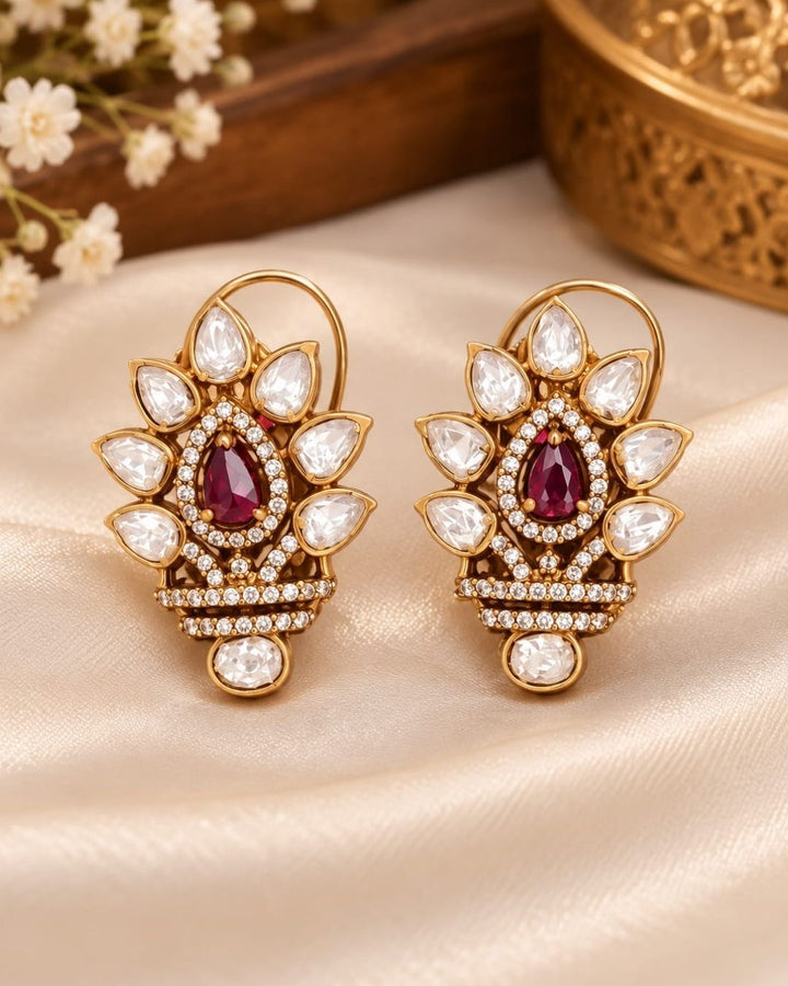 Kundan stone earrings s120078