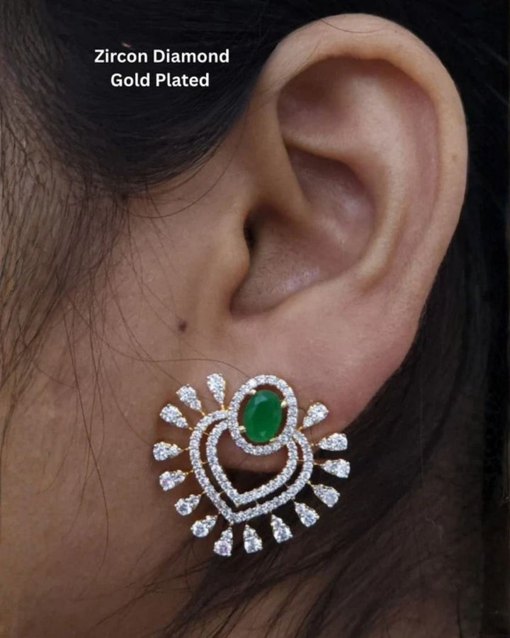Zircon Diamond Gold Plated Elegant Earrings