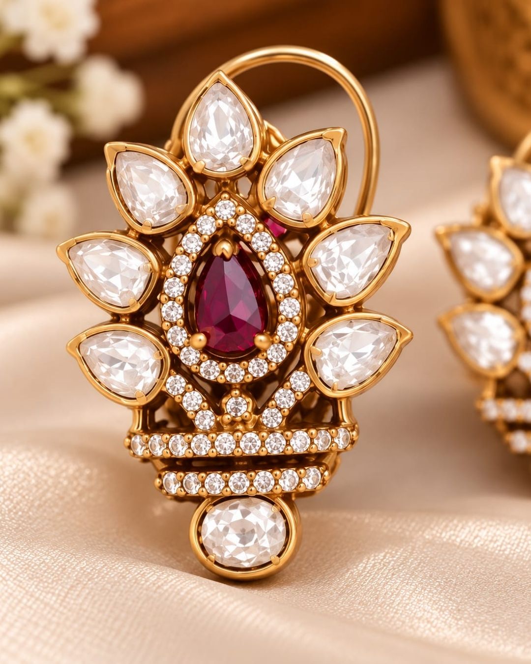 Kundan stone earrings s120078