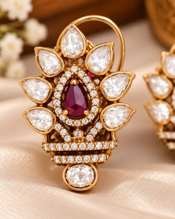 Kundan stone earrings s120078