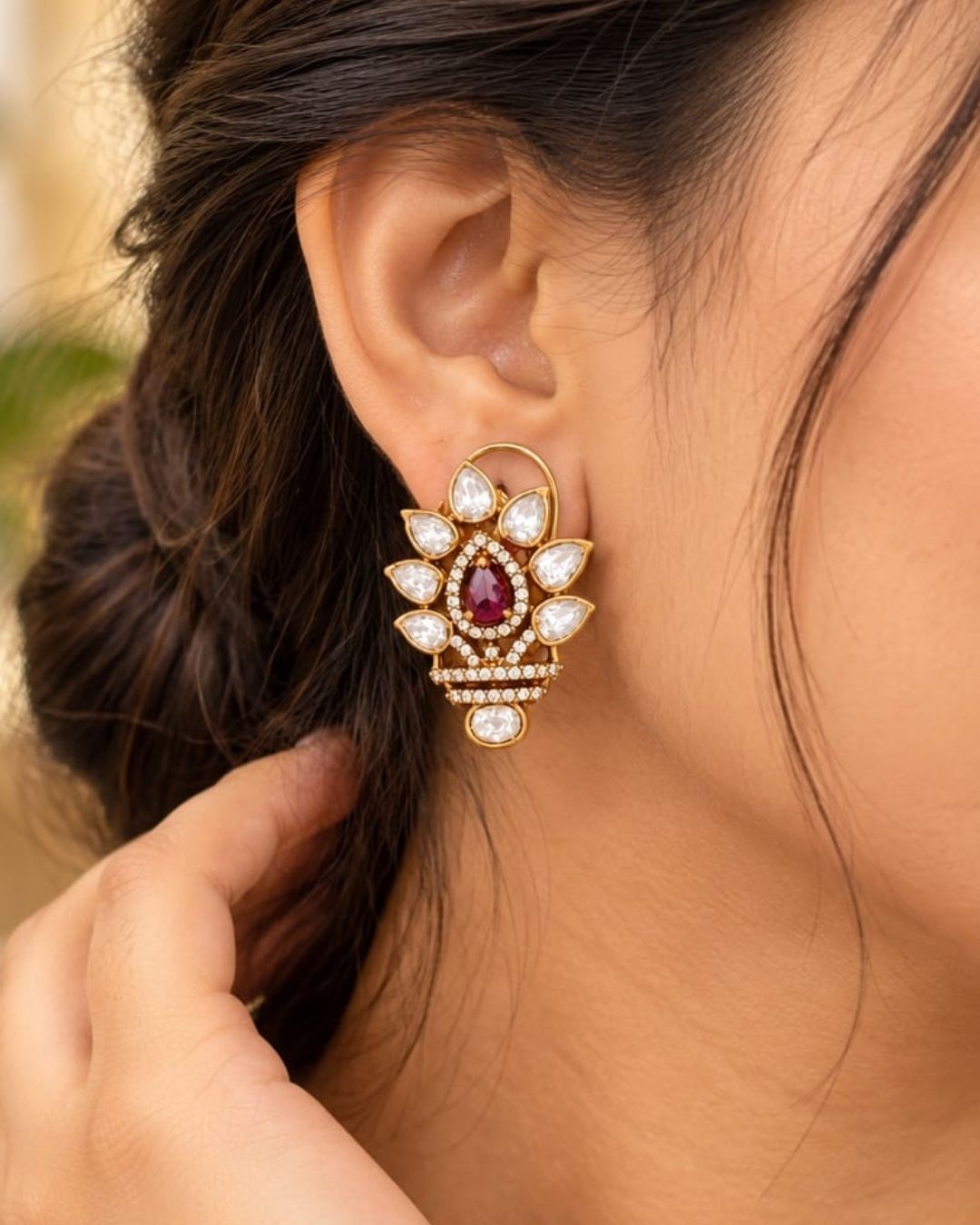 Kundan stone earrings s120078