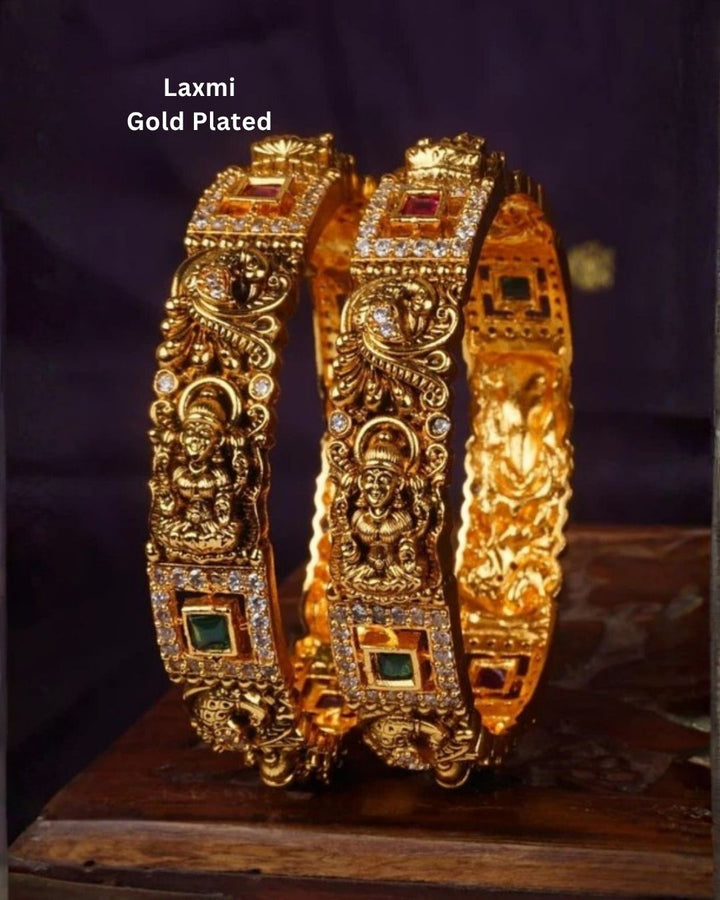 Kundan Stone Temple Jewelry Bangles c 107020 (Set of 2)