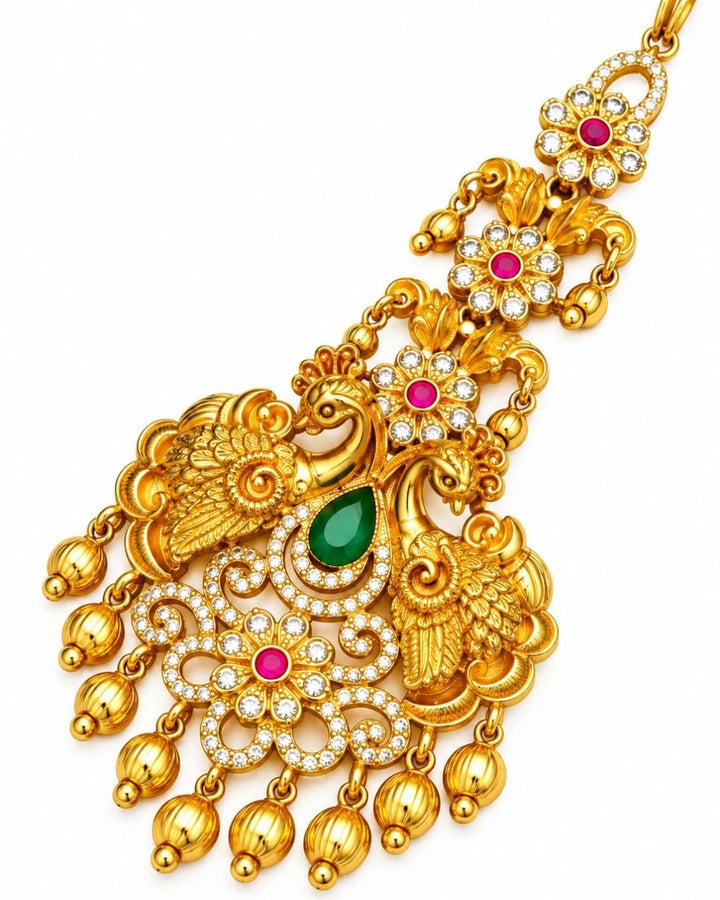 Gold Plated Peacock Designer Maang Tikka