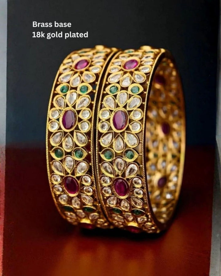 Jadau Kundan Gold plated Bangles (Set of 2 )