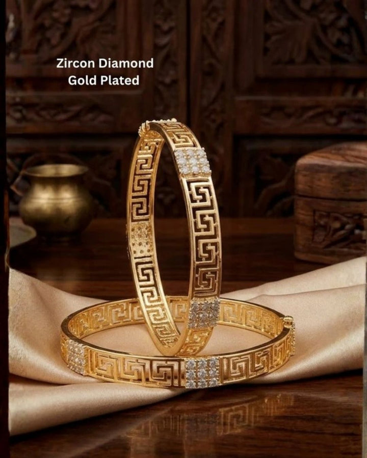Zircon Diamond Gold Plated Classic Bangles For Kids