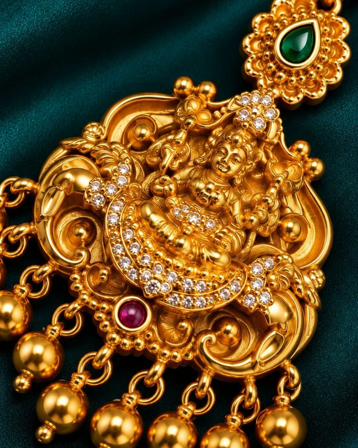 Gold Plated Divine Temple Laxmi Maangtikka