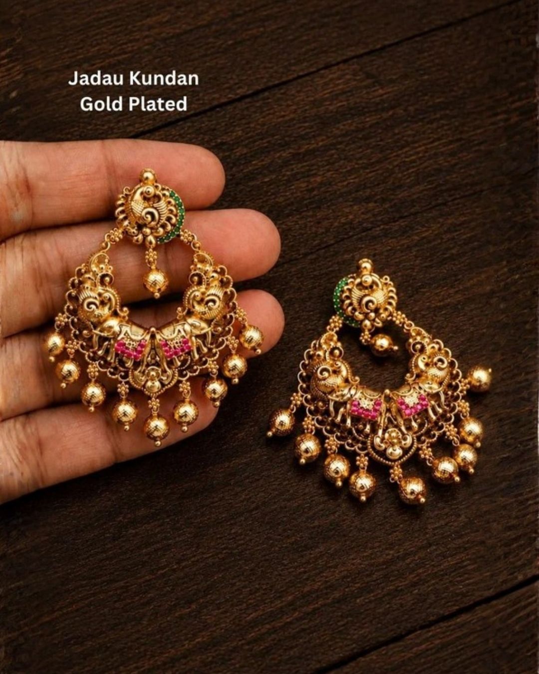 Kundan Gold plated Hoop Earrings