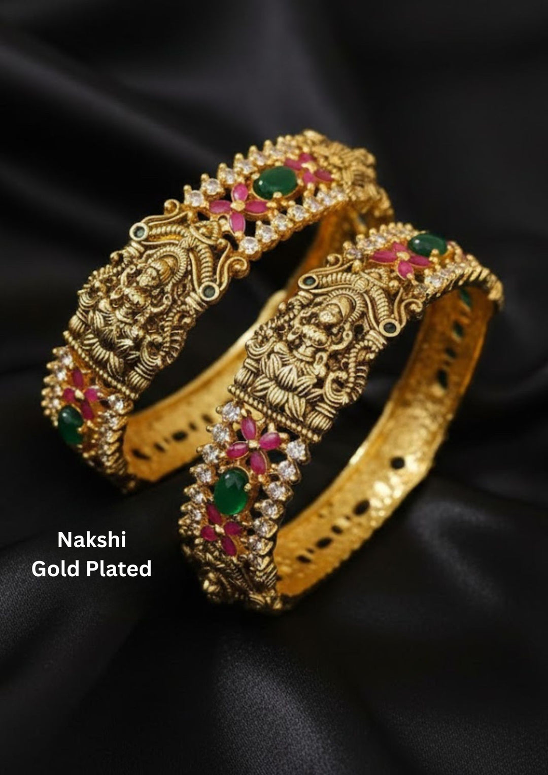 Nakshi Kundan Gold Plated Temple Lakshmi Bangles 