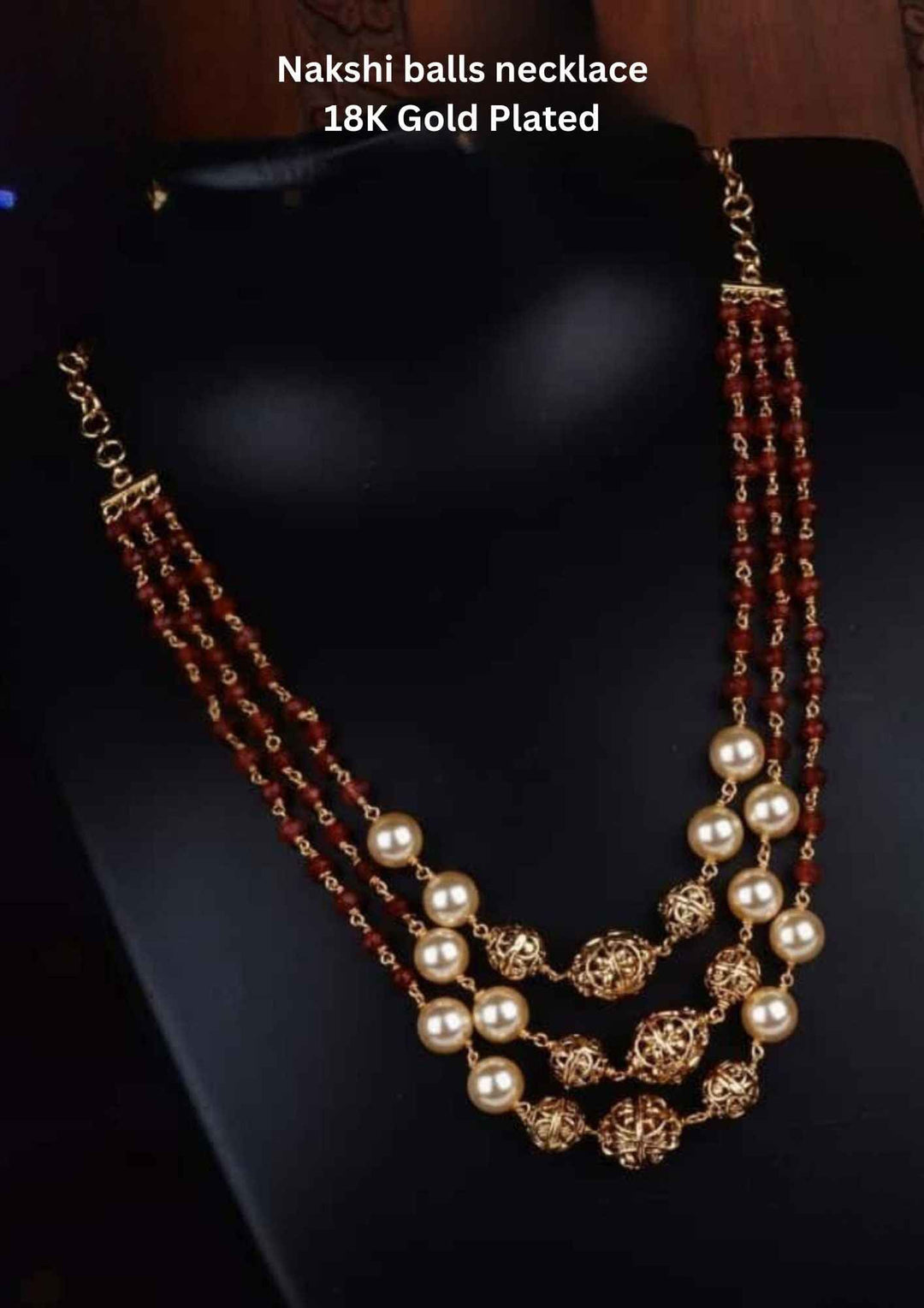 Nakshi balls necklace with gold and pearl