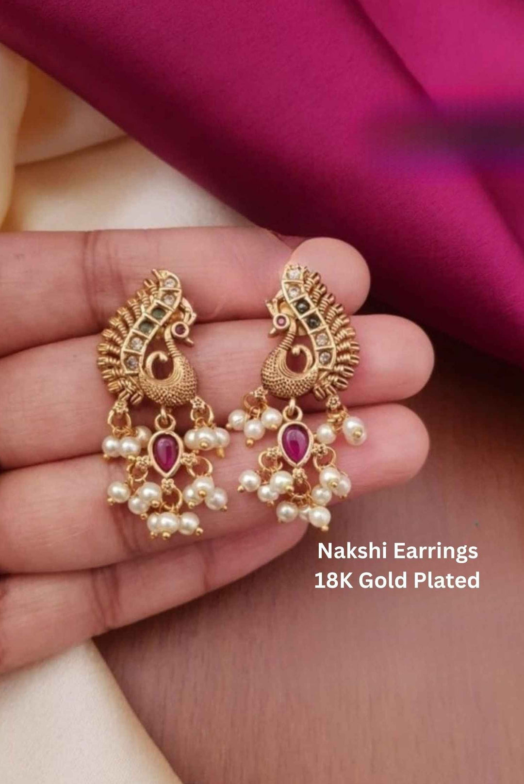 Nakshi earrings peacock design  