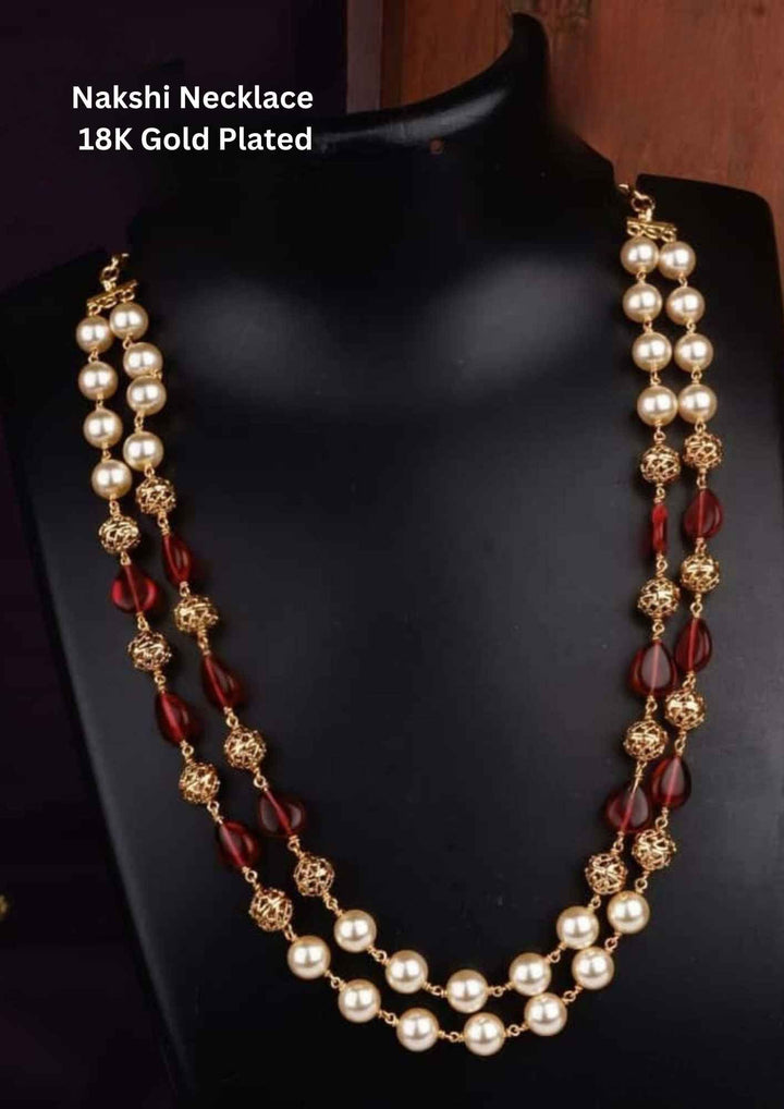 Nakshi necklace with gold and red beads