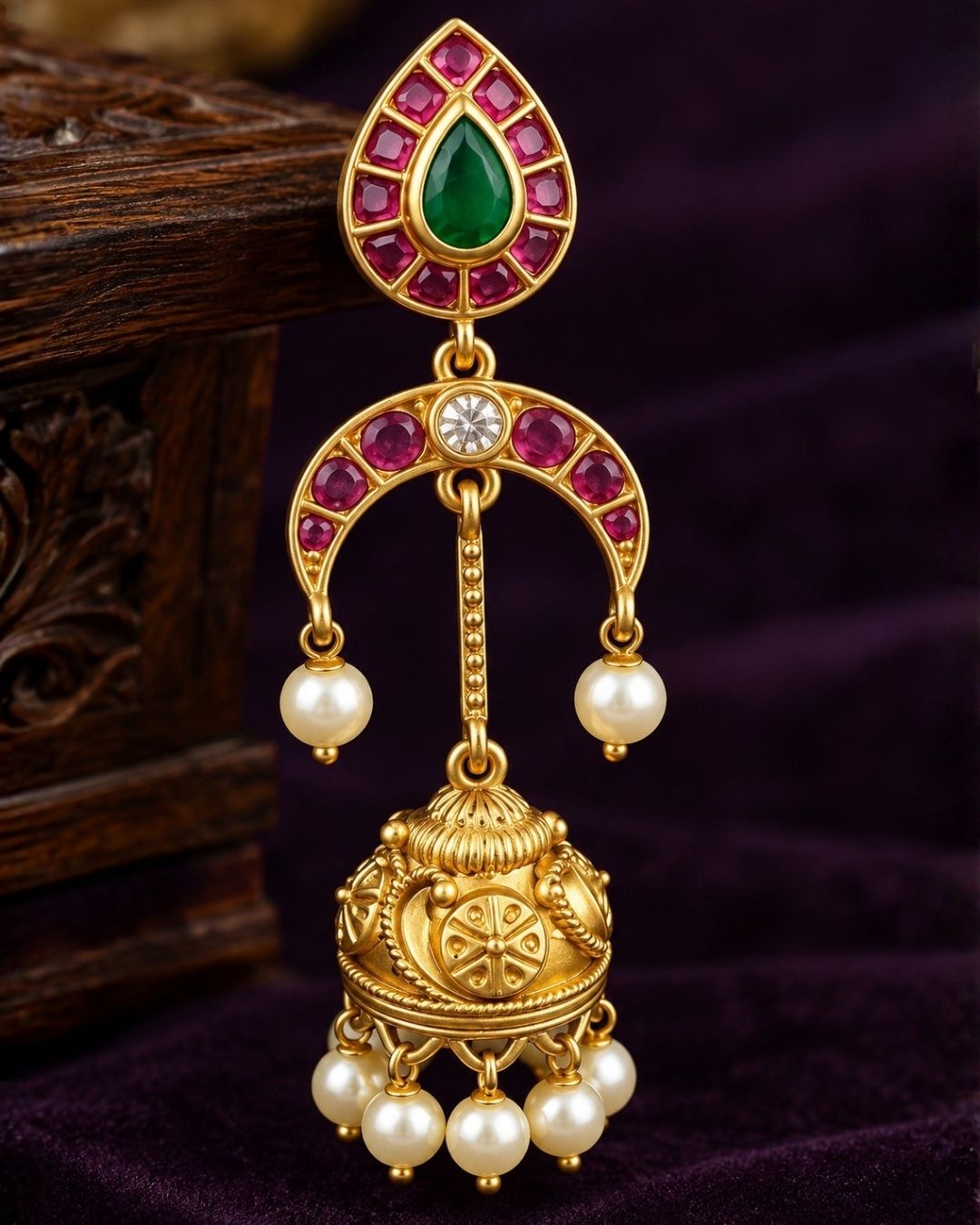 Jadau Kundan Gold Plated Lightweight Floral Jhumkas