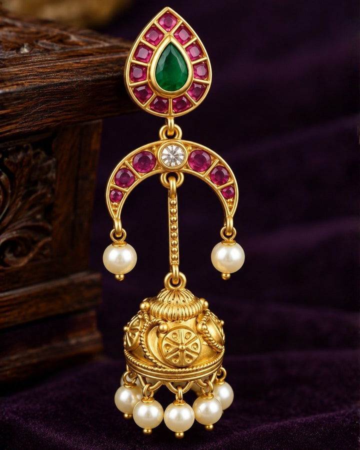 Jadau Kundan Gold Plated Lightweight Floral Jhumkas
