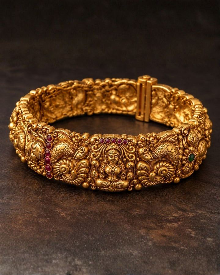 Kundan Gold Plated Temple Lakshmi Devi Openable Bangles