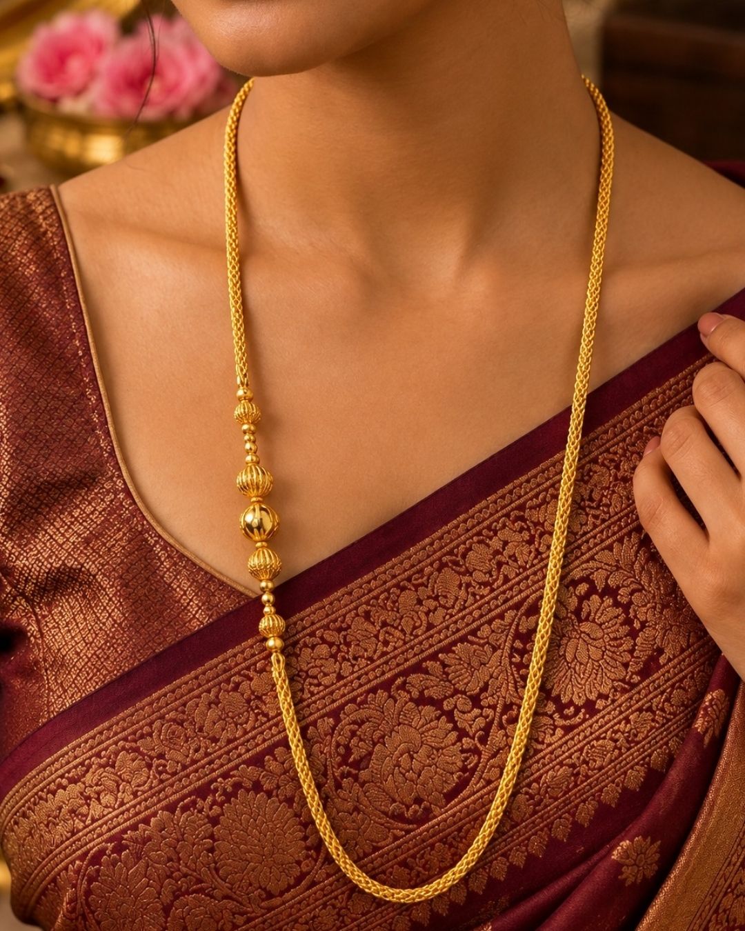 18K Gold Plated Designer Ball Thalli Chain