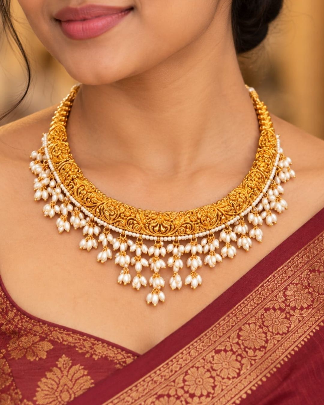 Gold Plated Guttapusallu Necklace set