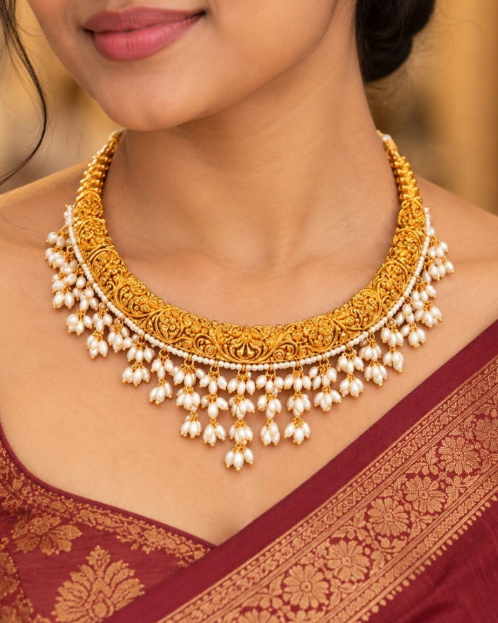 Gold Plated Guttapusallu Necklace set