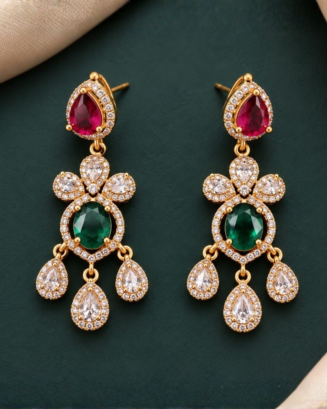Pure Zirconian Diamond Gold Plated Necklace with Earrings
