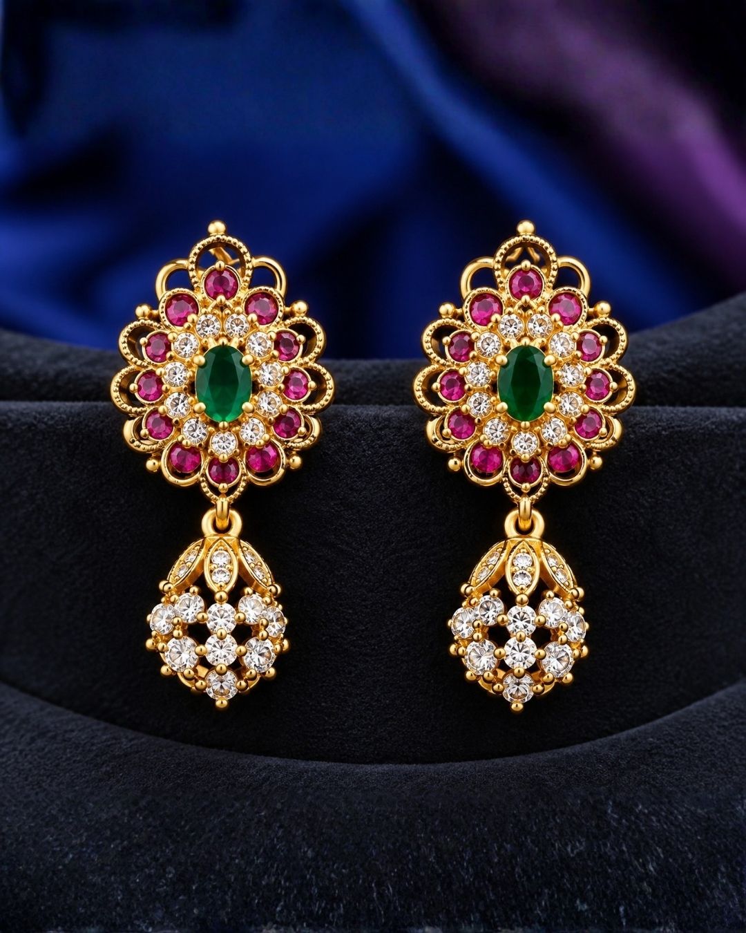 Gold Plated Kemp Floral Necklace With Earrings