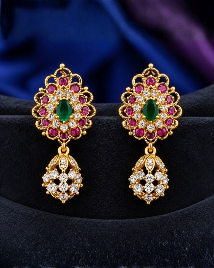 Gold Plated Kemp Floral Necklace With Earrings