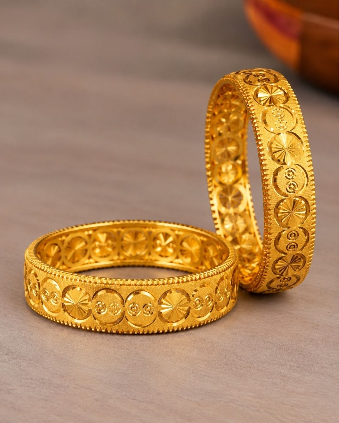 Gold Plated Designer Floral Pattern Bangles for Women
