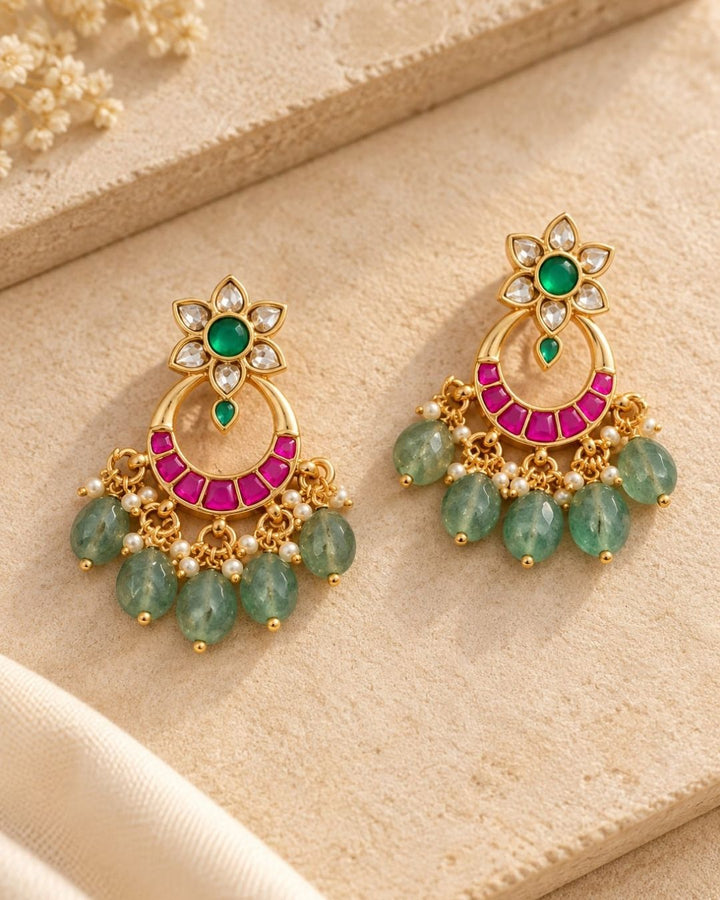 Jadau Kundan Gold Plated Screwback Lightweight Earrings