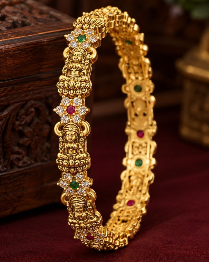 Kundan Gold Plated Temple Laxmi Devi Bangles (set of 4 )