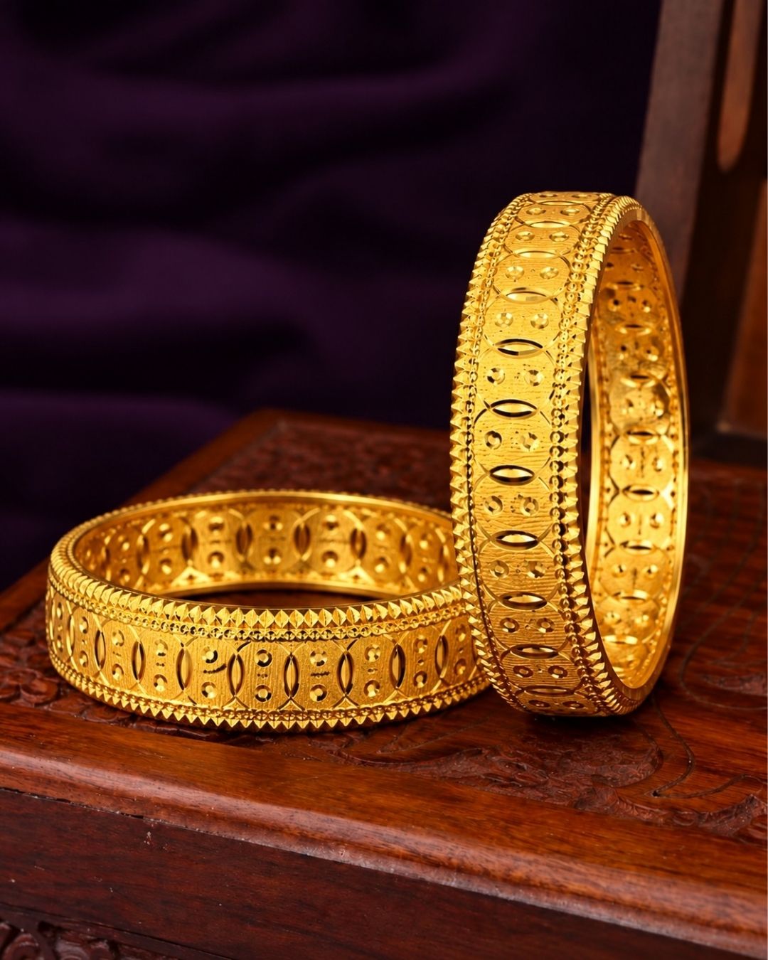 Gold Plated Designer Textured Bangles for Women