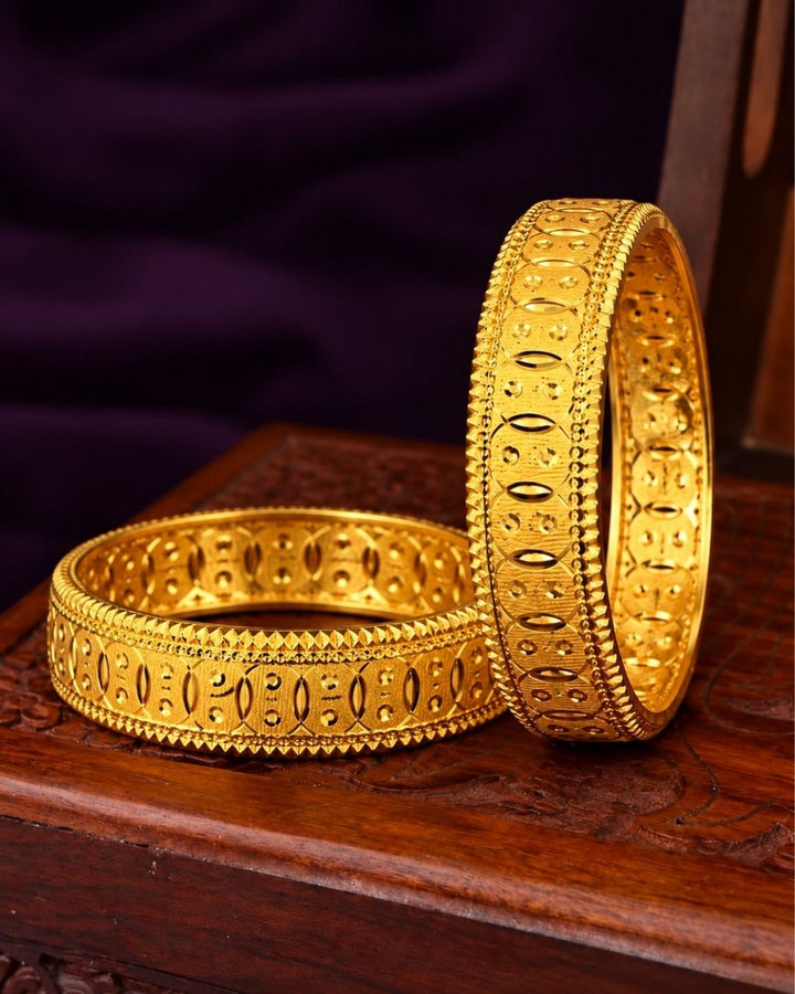Gold Plated Designer Textured Bangles for Women
