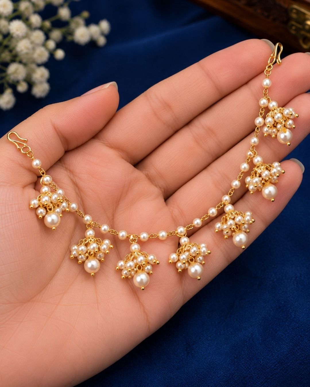 Gold Plated Pearl Earchains