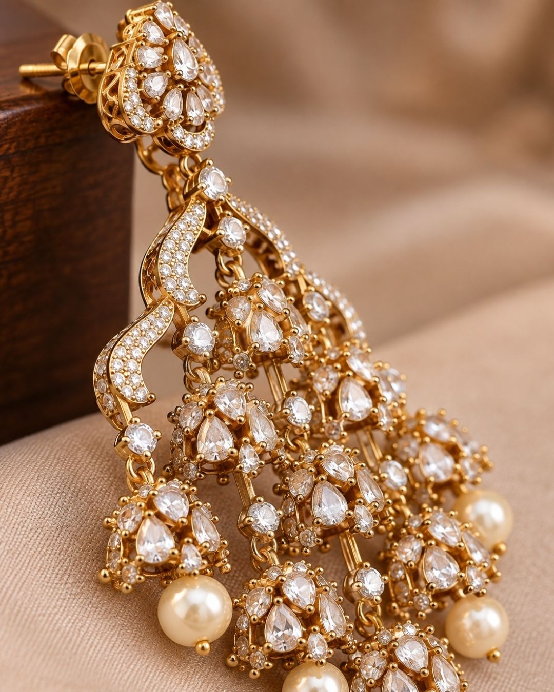 Zircon Diamond Gold plated lightweight Earrings