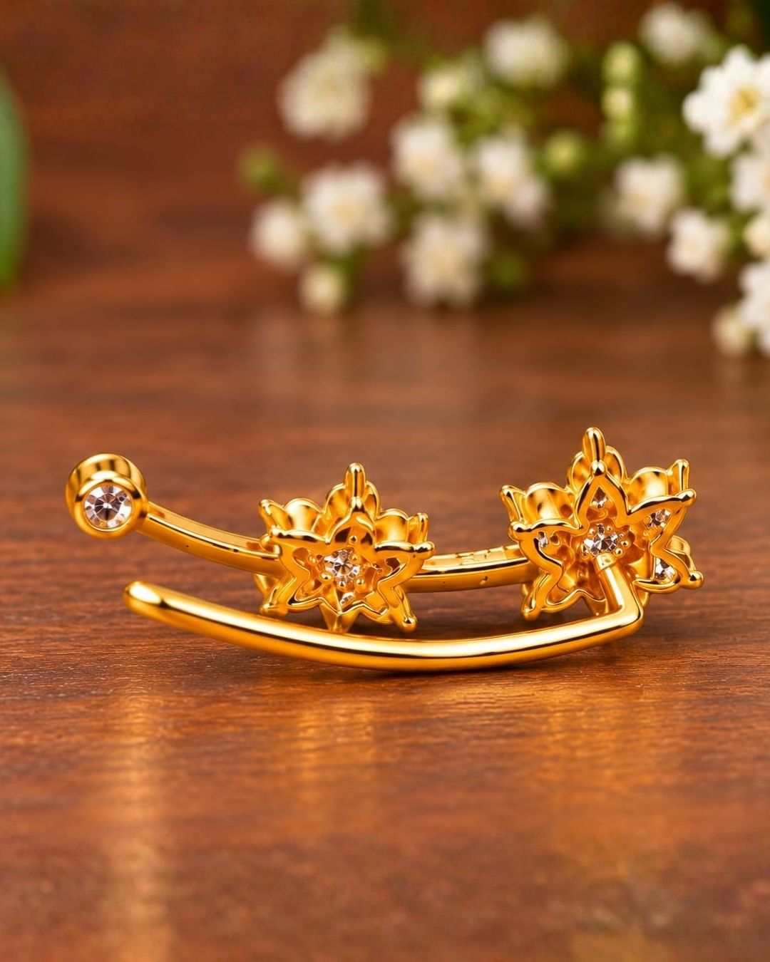 Gold Plated Flower Design Ear Cuff