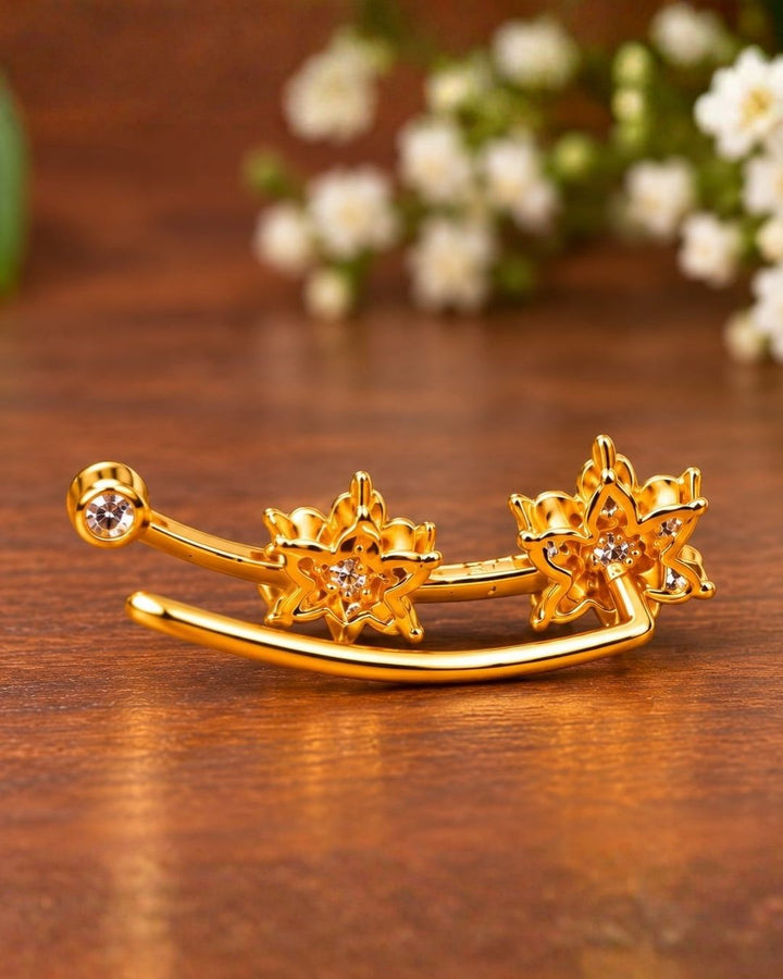 Gold Plated Flower Design Ear Cuff
