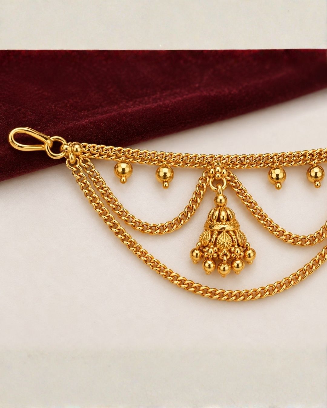 18K Gold Plated Jhumka Drop Earchains gm27