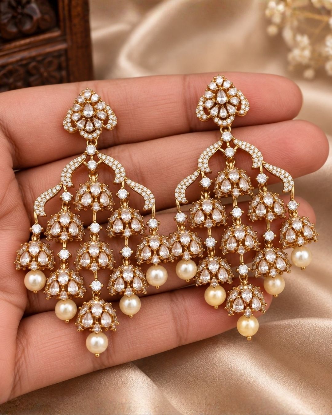 Zircon Diamond Gold plated lightweight Earrings