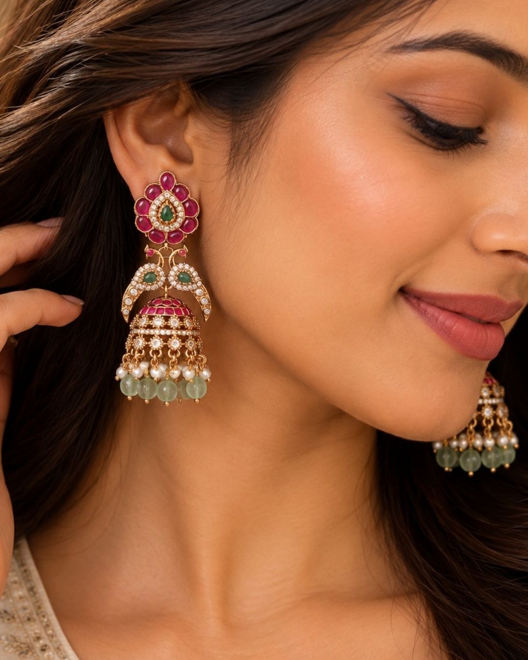 Jadau Kundan Gold plated Kemp Jhumkas w52